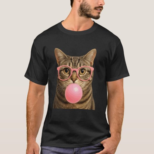 T-shirt Visage de chat mignon mangeant du chewing-gum et f (Devant)
