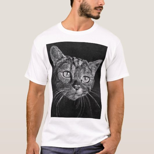 T-shirt Visage de chat mon dessin de lycée (Devant)