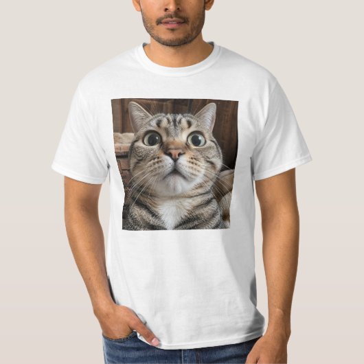 T-shirt Visage de Chat Surpris, Photo de Chat (Devant)