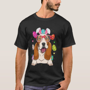 T-shirt Visage de chien Basset Hound de Pâques aux oeufs d