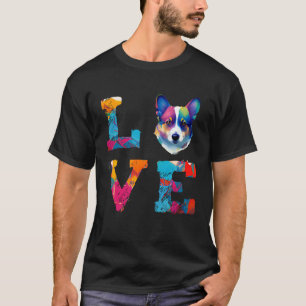 T-shirt Visage de chien Corgi gallois de Pembroke à l'aqua