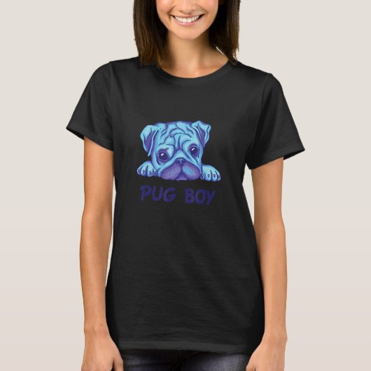 T-shirt Visage de chien garçon Pug Pug (Devant)