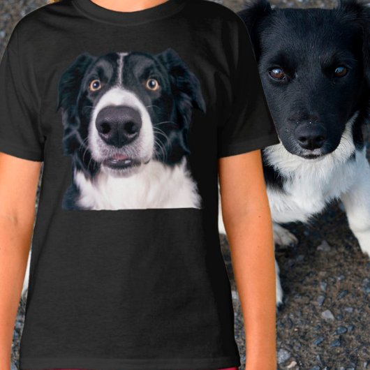 T-shirt Visage de chien noir et blanc