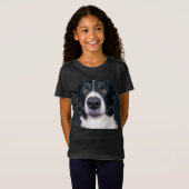 T-Shirt Visage de chien noir et blanc (Devant entier)