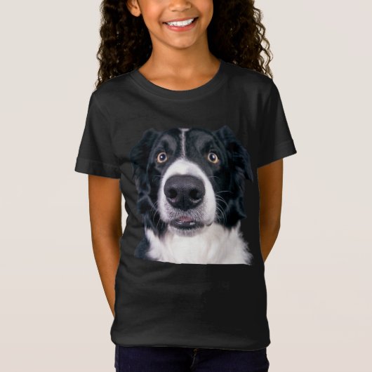 T-Shirt Visage de chien noir et blanc (Devant)