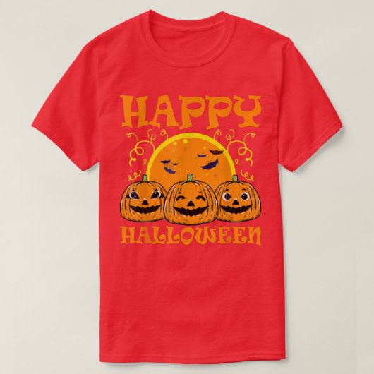 T-shirt Visage de citrouille Jack O Lantern Happy Hallowee (Design devant)