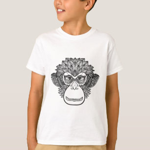 T-shirt Visage de griffonnage de singe