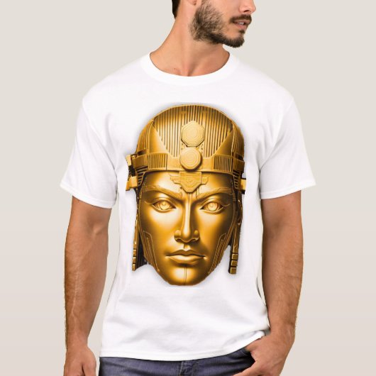 T-shirt visage de Guerrier Doré Blanc (Devant)
