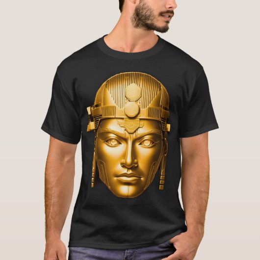 T-Shirt Visage de Guerrier Doré Luxe (Devant)