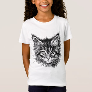 T-Shirt Visage de Kitten noir et blanc