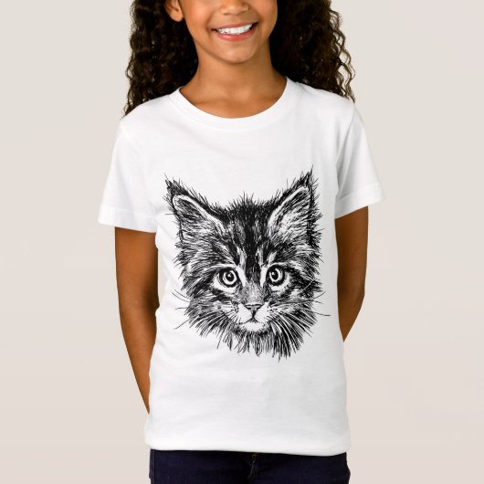 T-Shirt Visage de Kitten noir et blanc (Devant)