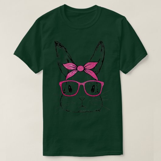 T-shirt Visage De Lapin Avec Lunettes De Soleil Jour De Pâ (Design devant)