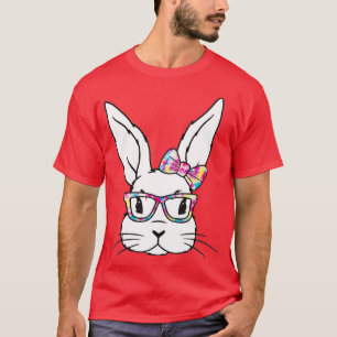 T-shirt Visage De Lapin Avec Lunettes De Soleil Jour De Pâ