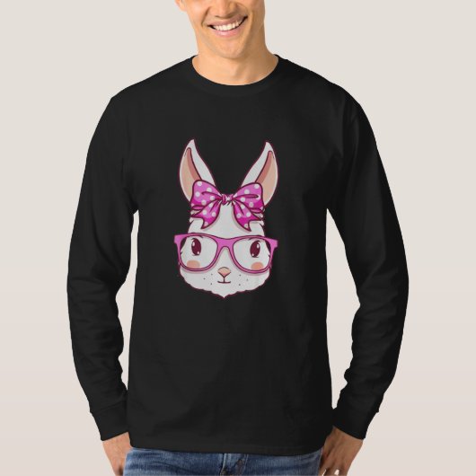 T-shirt Visage De Lapin Avec Lunettes De Soleil Pour Fille (Devant)