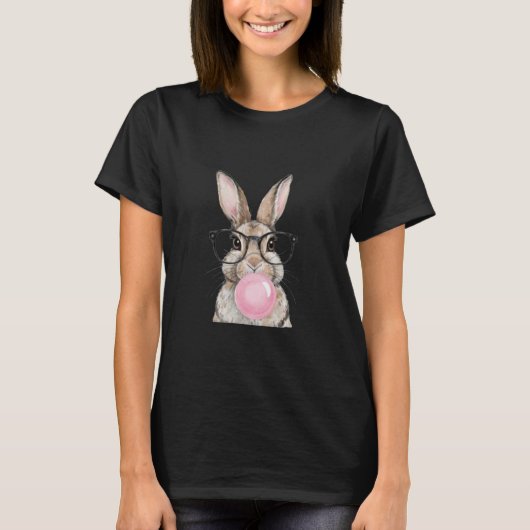 T-shirt Visage de lapin avec lunettes de teinture de nouil (Devant)