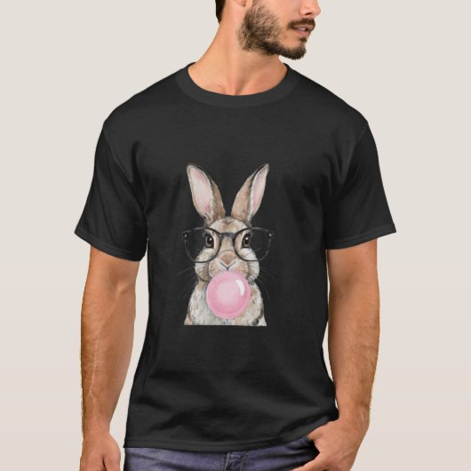 T-shirt Visage de lapin avec lunettes Tie Dye Joyeuse fête (Devant)