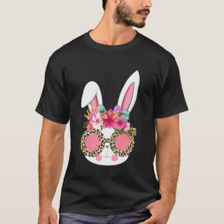 T-shirt Visage de Lapin Mignon Avec Lunettes de Léopard Jo