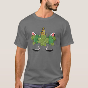 T-shirt Visage de Licorne Mignon Fête de la Saint-Patrick
