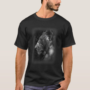 T-shirt Visage de lion noir sauvage Léo chats animaux