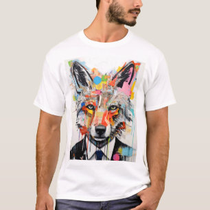 T-shirt Visage de loup avec géométrie abstraite