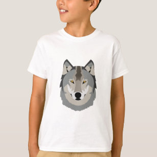 T-shirt Visage de loup gris mignon et Cool, animal illustr