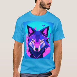 T-shirt Visage de loup néon futuriste dans l'art géométriq
