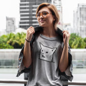 T-shirt Visage de mème de chat blanc