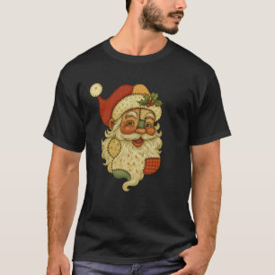 T-shirt Visage de Père Noël Patchwork Noël Vintage Art Pop