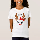 T-Shirt Visage De Petite Fille Reindeer (Devant)