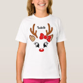 T-Shirt Visage De Petite Fille Reindeer (Devant)