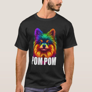 T-shirt Visage de Pomeranian Coloré Pom Pom Chien Amoureux