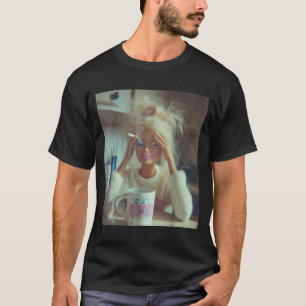 T-shirt Visage de poupée dégoûtant drôle Mème Fumant Trist