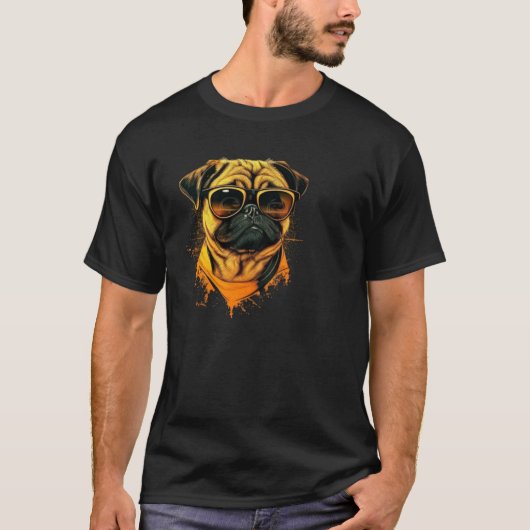 T-shirt Visage de Pug Cool (Devant)