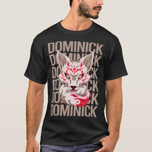 T-shirt Visage de Renard - Nom Dominick (Devant)