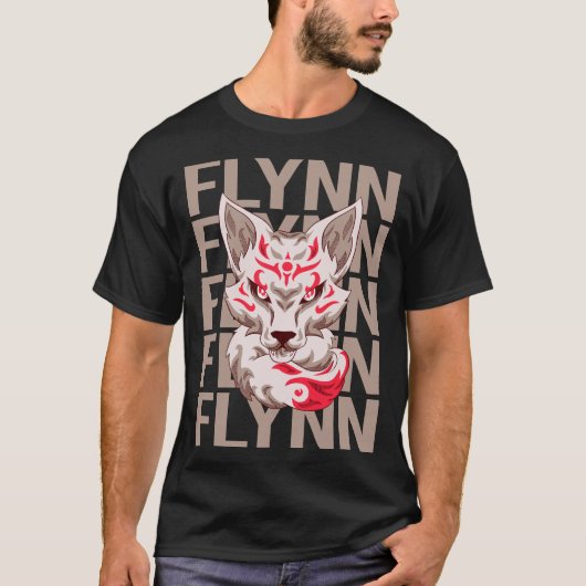 T-shirt Visage de renard - Nom Flynn (Devant)