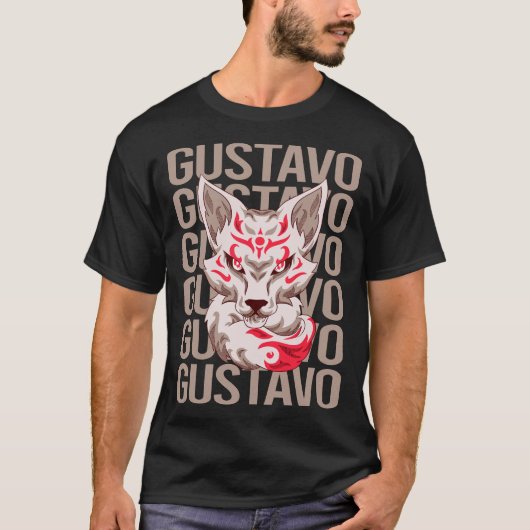 T-shirt Visage de Renard - Nom Gustavo (Devant)