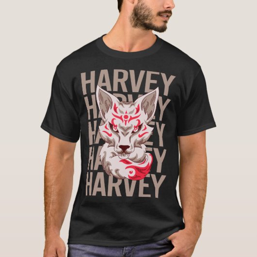 T-shirt Visage de Renard - Nom Harvey (Devant)