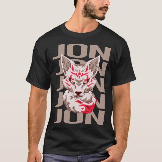 T-shirt Visage de Renard - Nom Jon (Devant)