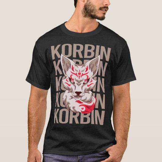 T-shirt Visage de Renard - Nom Korbin (Devant)