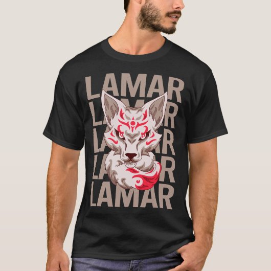 T-shirt Visage de Renard - Nom Lamar (Devant)