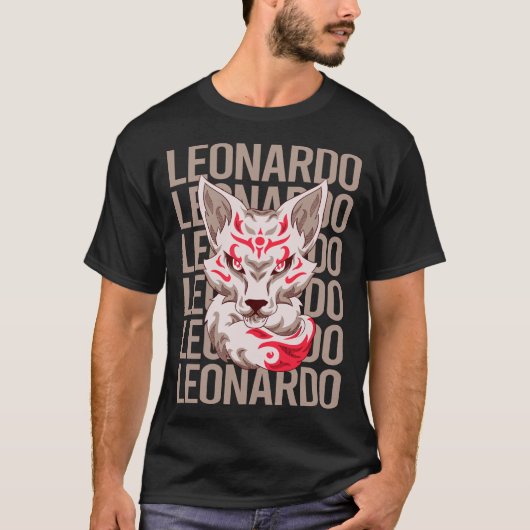 T-shirt Visage de Renard - Nom Léonardo (Devant)