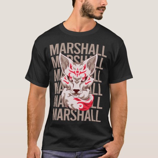 T-shirt Visage de renard - Nom Marshall (Devant)