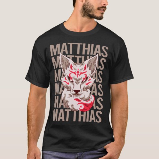 T-shirt Visage de Renard - Nom Matthias (Devant)