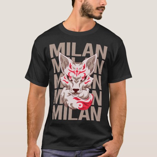 T-shirt Visage de Renard - Nom Milan (Devant)