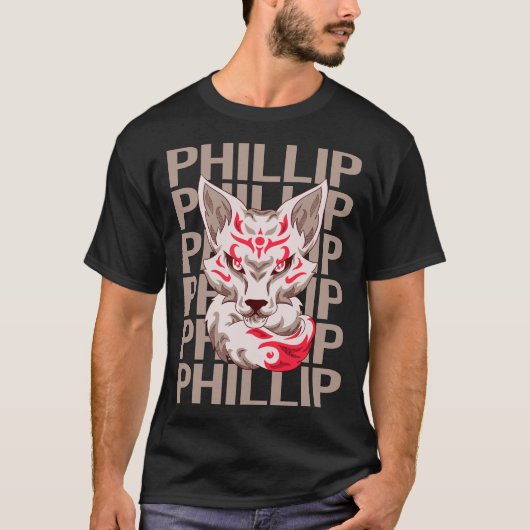 T-shirt Visage de renard - Nom Phillip (Devant)