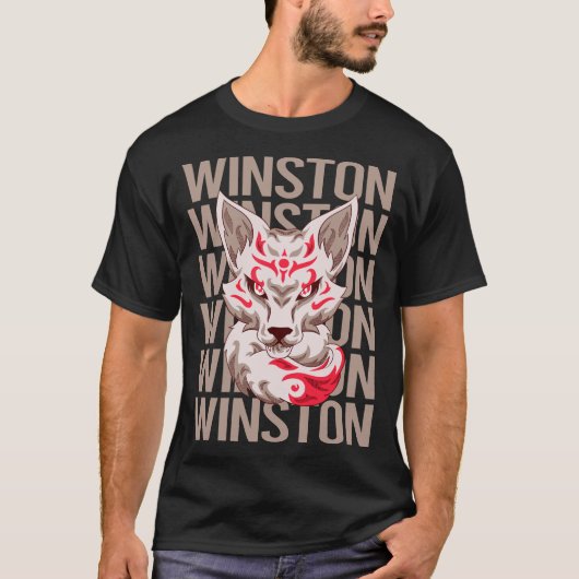 T-shirt Visage de Renard - Nom Winston (Devant)