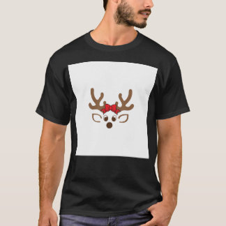T-shirt Visage de rennes de Noël - Joli renne avec