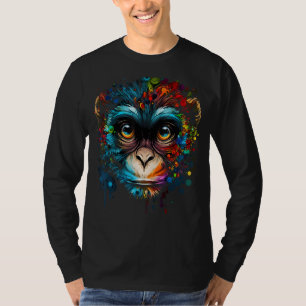 T-shirt Visage de singe coloré Art mignon Animal Monkies P