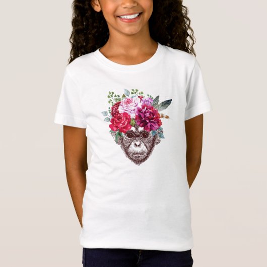 T-Shirt Visage de singe de fleur (Devant)