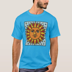 T-shirt Visage de soleil céleste dans le style de l'art po